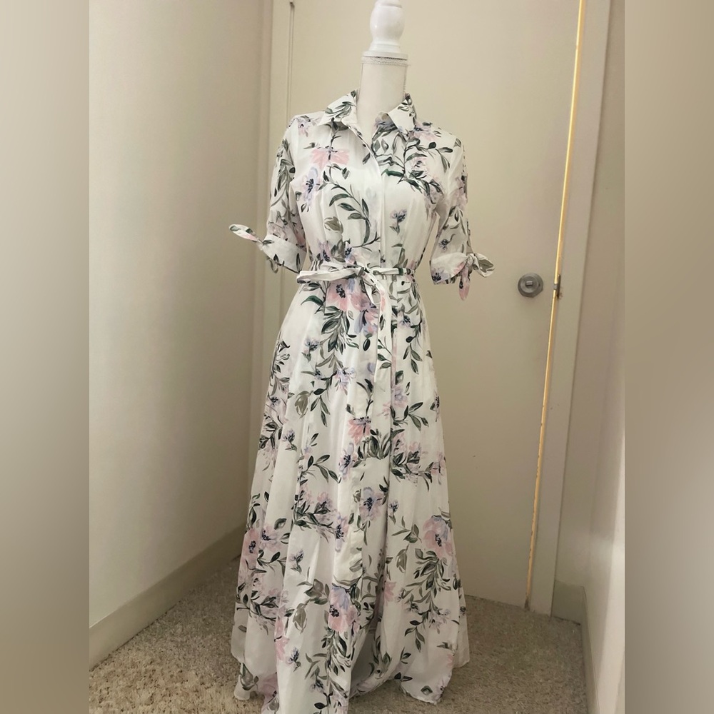 Calvin Klein Cream Wrap Tie Front Sundress